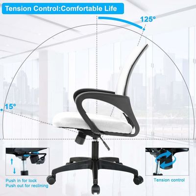 ALINUNU White Mesh Executive Chair с поясничной опорой и механизмом бабочки