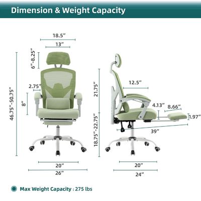 27.56&quot;D x 18.5&quot;W x 47.8&quot;H Back Mesh Rolling Swivel Chair для офисной эргономики