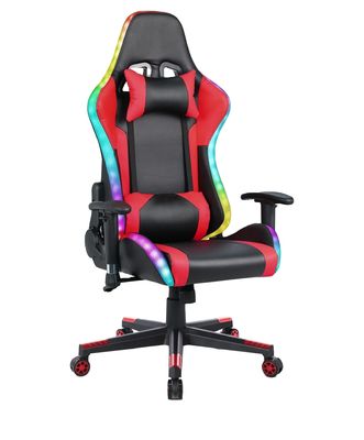 ALINUNU настраиваемый кожаный RGB игровой стул с светодиодным световым панелем и материалом ткани