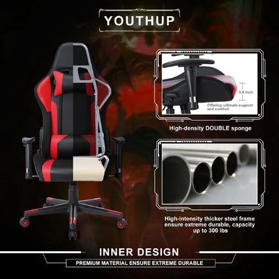 ALINUNU настраиваемый кожаный RGB игровой стул с светодиодным световым панелем и материалом ткани