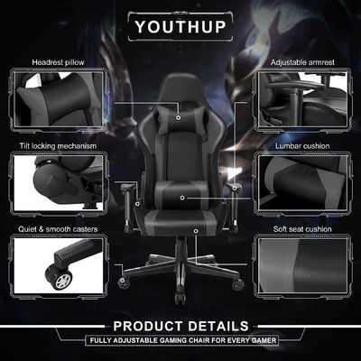 27.5&quot;D x 27.5&quot;W x 46.5&quot;H игровой вращающийся стул с светодиодной световой панелью и функцией массажа