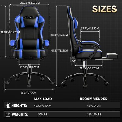 ALINUNU 2024 PC Racing Gaming Chair Регулируемая кожаная подставка и опора для ног