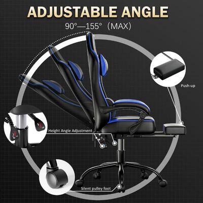 ALINUNU 2024 PC Racing Gaming Chair Регулируемая кожаная подставка и опора для ног