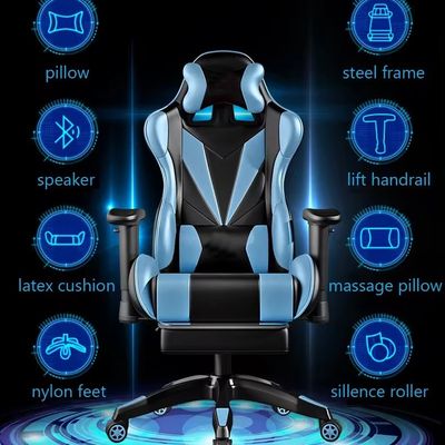 Крутящийся стул ALINUNU PU Кожаный игровой стул с 360 вращающимися / регулируемым в высоту / приседанием