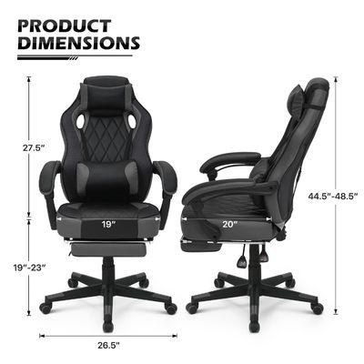 Крутящийся стул ALINUNU PU Кожаный игровой стул с 360 вращающимися / регулируемым в высоту / приседанием