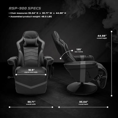 Регулируемый по высоте компьютерный кресло для игр с кожаной оболочкой и подставкой для ног