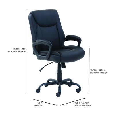 26&quot;D x 23.75&quot;W x 42&quot;H Средняя спина Чистый PU Офисный компьютерный стол Стул с 3 газовыми подъемниками