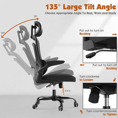 Modern Design Metal Ergonomic Mesh Office Chair with Lumbar Support and Flip-up Arms (Современный дизайн металлический эргономический сетчатый офисный стул с поясничной опорой и подвижными руками)