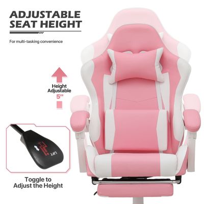 Игровой стул с подложкой на голову и поясничной опорой 25&quot;D x 26.5&quot;W x 42.5&quot;H