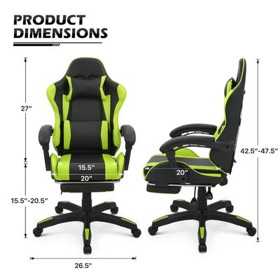 Стул для компьютерных игр с подложкой головы и опорой поясницы 25&quot;D x 26,5&quot;W x 42,5&quot;H