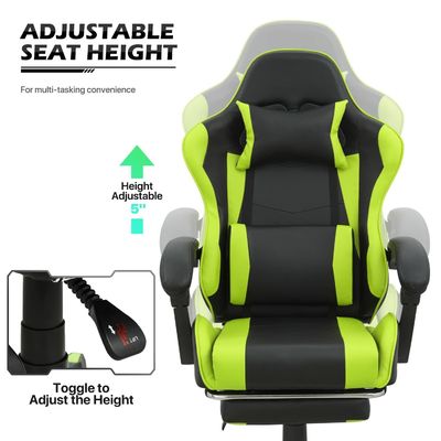 Стул для компьютерных игр с подложкой головы и опорой поясницы 25&quot;D x 26,5&quot;W x 42,5&quot;H