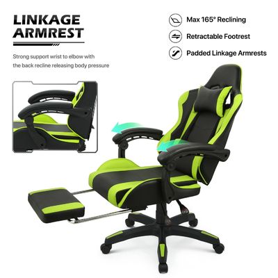 Стул для компьютерных игр с подложкой головы и опорой поясницы 25&quot;D x 26,5&quot;W x 42,5&quot;H