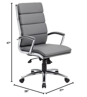 Задняя часть Executive Swivel Office Desk Chair с ребрами, мягкой обивкой и поясничной опорой