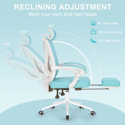360 вращающийся высокий офисный стул с регулируемой 2D поясничной опорой и опораю для ног
