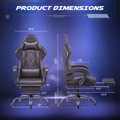 Компьютерная комната для игр Соревновательный игровой стул с подложкой ног и массажным опором поясницы высокая спина