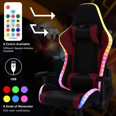 7-точечный массаж Компьютерный офис игровой кресло сетки с RGB огнями и регулируемой высоты