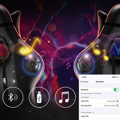 7-точечный массаж Компьютерный офис игровой кресло сетки с RGB огнями и регулируемой высоты