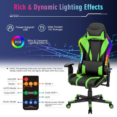 Удобный эргономичный RGB игровой стул с регулируемым дизайном и RGB светодиодами