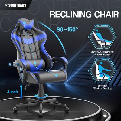 Регулируемый высотой гоночный игровой стул для офиса и компьютера 29&quot;D x 29&quot;W x 48&quot;H