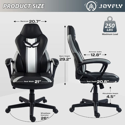 Синтетическая кожаная гоночная игровая кресло для взрослых регулируемая высота и поясничная поддержка