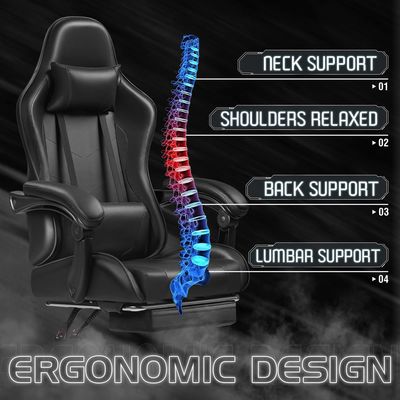 Внутреннее управление ALINUNU Video Racing Gaming Chair с вращающимся сиденьем и подголовком