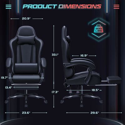 Массаж поясничная поддержка игровой стул с 360 вращающимся сиденьем 18.5 &quot;D x 23.61&quot; W x 50.4&quot; H