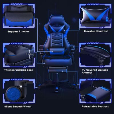Функциональный механизм Кресло для игр Alinunu с подложкой ног, головой и поясничной опорой