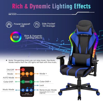 Настроить эргономичный видео игровой стул с RGB светодиодами и регулируемым дизайном