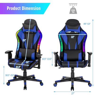 Настроить эргономичный видео игровой стул с RGB светодиодами и регулируемым дизайном