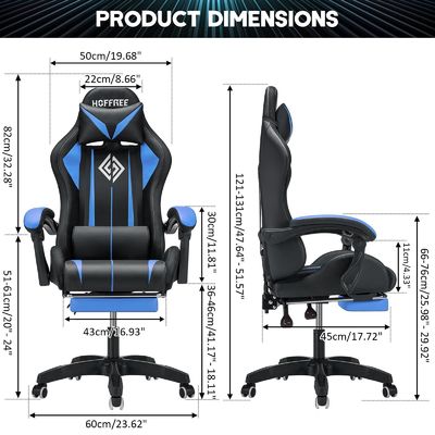 ALINUNU Direct Ergonomic Computer Massage Gaming Chair с опорой для ног и светодиодными лампами