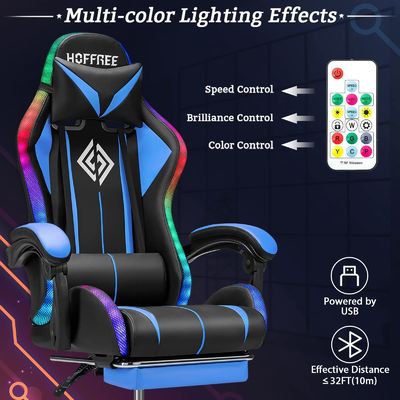 ALINUNU Direct Ergonomic Computer Massage Gaming Chair с опорой для ног и светодиодными лампами