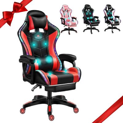 Улучшите свои игровые установки с помощью массажного игрового стула с светодиодными лампами и динамиками
