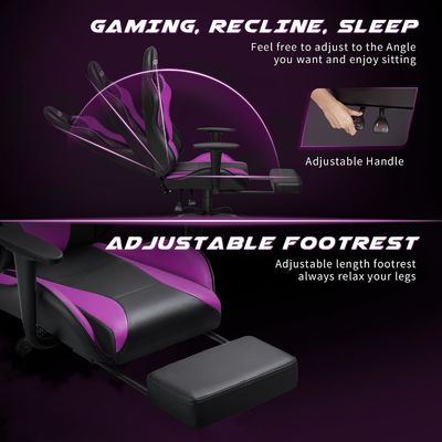 360 вращающийся игровой стул с опорой для ног