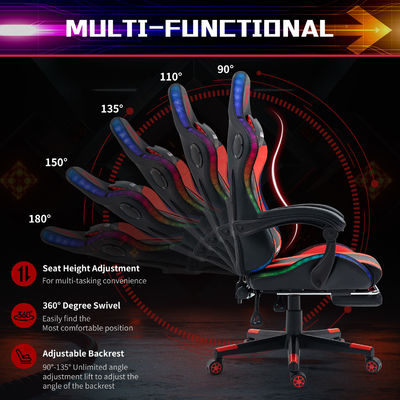 Сменяемая крышка Игровой массажный стул из синтетической кожи с RGB-светками и динамиками