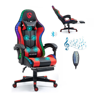 Регулируемая по высоте подлоска рук RGB LED игровой стул с массажным вращающимся стилем и динамиками