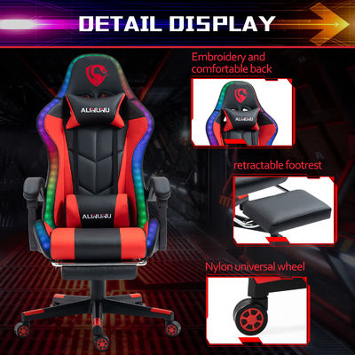 Регулируемая по высоте подлоска рук RGB LED игровой стул с массажным вращающимся стилем и динамиками