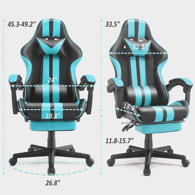Регулируемый в высоту компьютерный стул для игр на компьютере с подложкой головы, поясничной опорой и подложкой ног