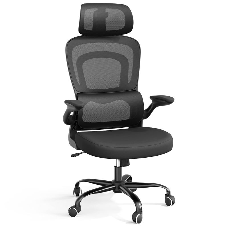 Modern Design Metal Ergonomic Mesh Office Chair with Lumbar Support and Flip-up Arms (Современный дизайн металлический эргономический сетчатый офисный стул с поясничной опорой и подвижными руками)
