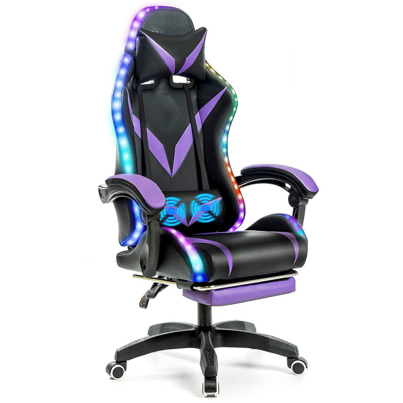 Почтовая упаковка Эргономическое игровое кресло RGB с массажем и светодиодными лампами